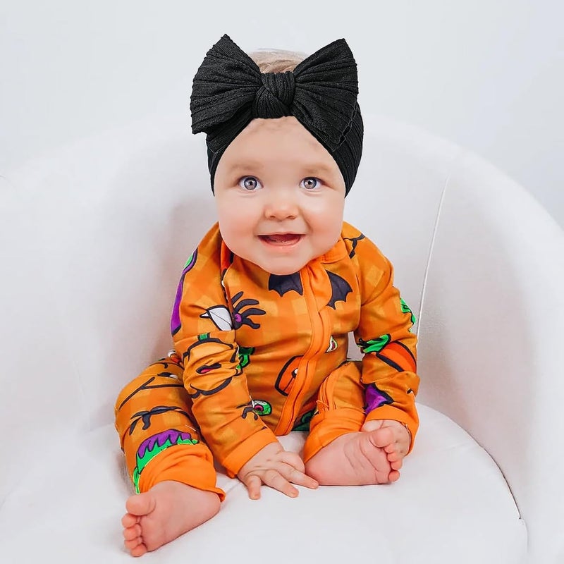LemonSpace Store Handmade Baby Girls Bows Soft Stretchy Nylon Hair Bands Hair Accessories Baby headbands with Bows for Newborn Baby Girls Infant Toddlers Kids(Black) - Image 4
